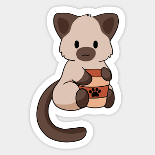 Siamese Cat with Coffee Sticker